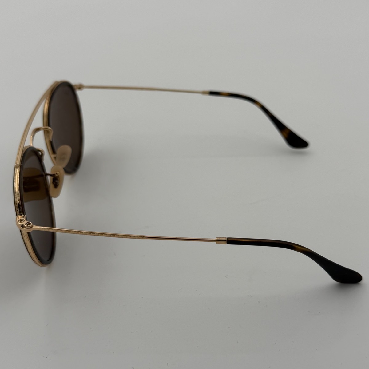 Ray-Ban Round Double Bridge Gold Frame Mirror RB3647  display picture 1