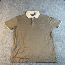 BOSS HUGO BOSS Polo Shirt XL Brown White Men's Collared Short Sleeve Solid