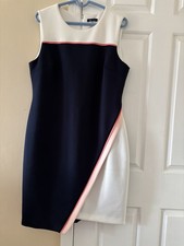 Tommy Hilfiger Blue White Pink Colorblock Asymmetrical Scuba Sz 8 Pre-owned