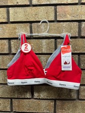 NWT Hanes Women's Triangle Bralette 2-Pack, Breathable Stretch Cotton Bras, L