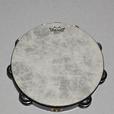 Remo Fiberskyn 10 in Tambourine w/ Grip Hole, Black Frame, Metal/Plastic