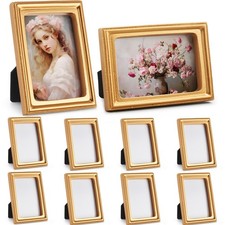 10 Pcs Gold Mini Picture Frames Pack 2 x 3 Inch Small Victorian Vintage Antiq...