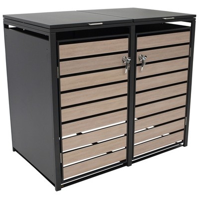 Mülltonnenbox 2-er Mülltonnenhaus Müllbox 2x 240l 132x80x116cm Holzoptik 2. WAHL