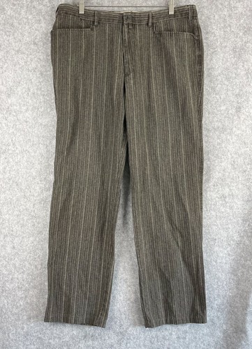 Façonnable, Faconnable Pants Mens 38x32 Brown Taupe Herringbone Straight Academia Cabin