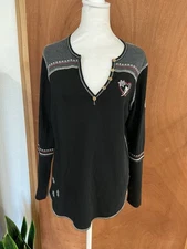 Alp n Rock Apres Henley Appliqué Patches Embroidered Ski Snow Cabincore size XL