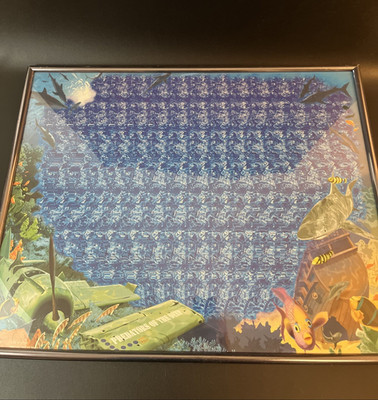 Vtg 90s Magic Eye Poster Predators Of The Deep 3D Optical Illusion Sea 23''X29''