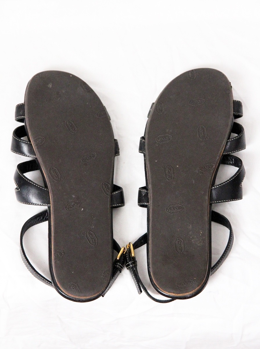 PRADA Black Leather Strap Strappy Flats Sandals – Size 37 US 7 thumbnail 10