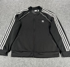 Adidas Track Jacket Men  s XL Black Trefoil Firebird Originals SST Zip Bomber