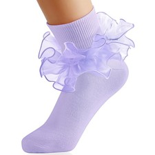 Big Ruffle Ankle Socks Lace Frilly Cotton Socks for Women Girls