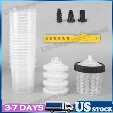 600ML Cups Disposable Paint Spray Gun Cup Liners and Lid System with 50Pack