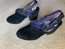 Aerosoles perforated suede slingback clogs with chunky heel 7 M
