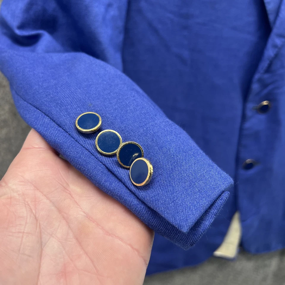 Blazer Solemare Maus & Hoffman Para Hombre Grande Azul Cachemira Seda Italia A Medida a Mano Foto 3 de 4