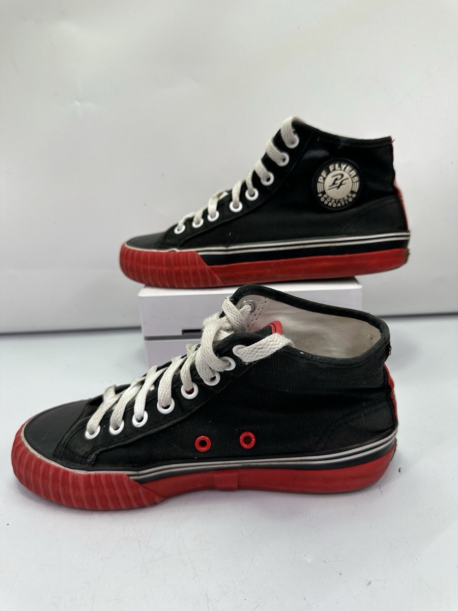 PF Flyers Center Hi Top Shoes Black Canvas Red Mens Size 5  display picture 1