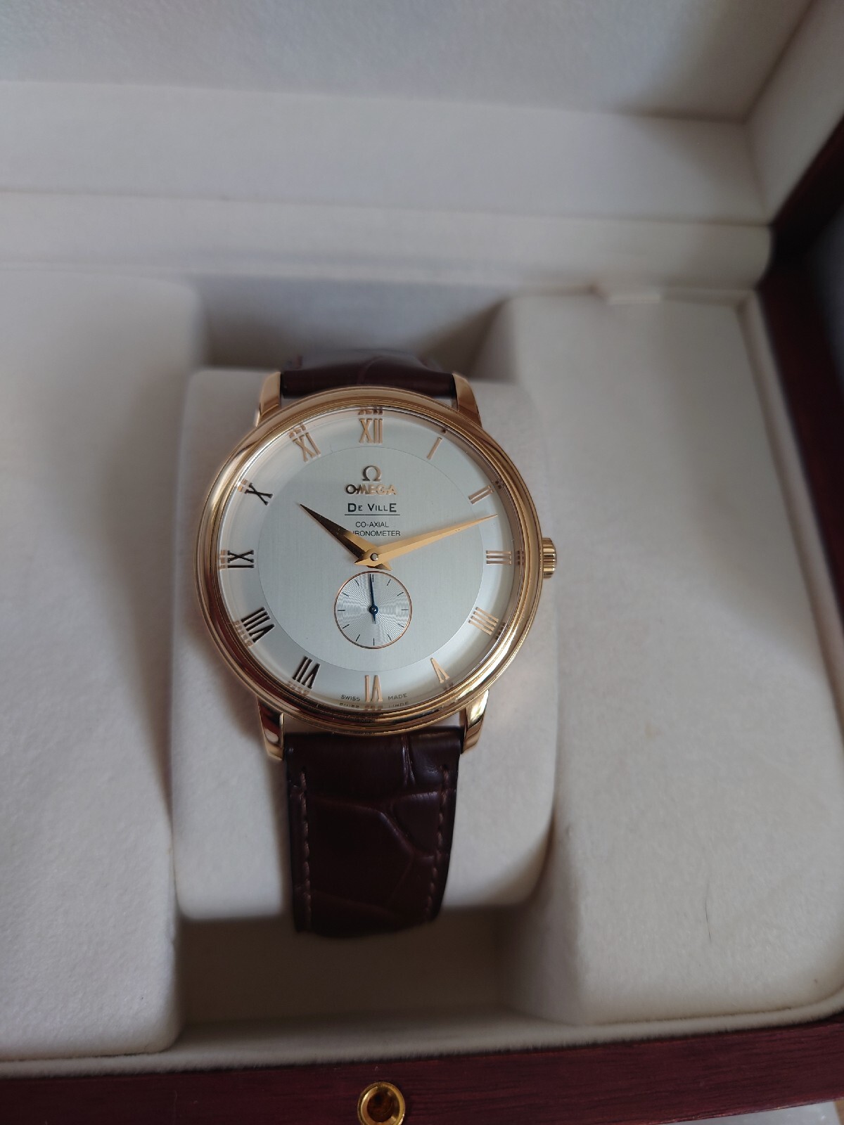 Omega De Ville Co-Axial Chronometer 18K Rose Gold (Ref. 4614.30.02) + Box Papers
