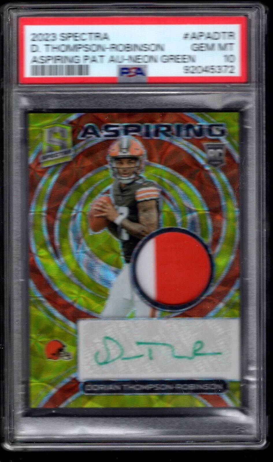 Dorian Thompson-Robinson Panini Spectra Aspiring Patch Autographs #APADTR Neon Green