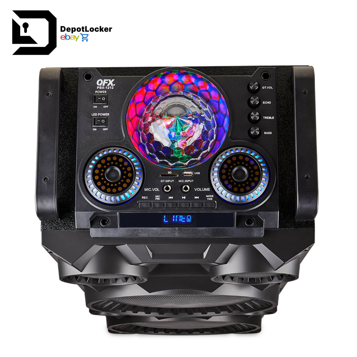 QFX PBX1212 Dual 12" Rechargeable Bluetooth Party Speaker Black for