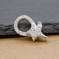 925 Sterling Silver Star Lobster Clasp Claw Snap for Necklace Bracelet A5186