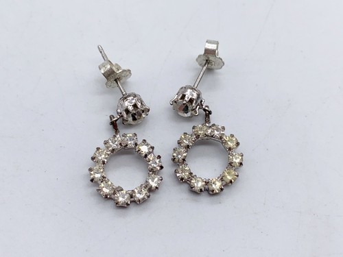 VINTAGE ART DECO ROUND CLUSTER PASTE SET PENDANT DROP PAIR OF LADIES EARRINGS
