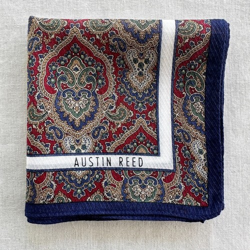 Vintage Taschentuch rot Baumwolle Muster Damast Paisley klassisches Taschenquadrat 17 Zoll
