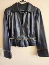 Calzaiuoli Florence Italy Black Leather Jacket Women's Size L (46)