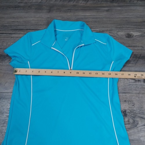 Womens SLAZENGER Athletic Quarter Zip Blue Collared Golf Shirt Polo Small - Picture 6 of 9