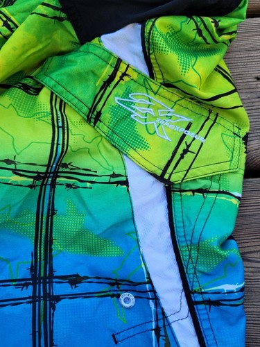 ZeroXposur Niños XL 18/20 Bañador Board Shorts Azul Verde Tiburones Carga - Imagen 5 de 7