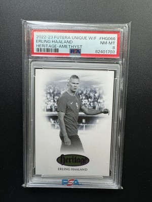 2022 Futera Unique Erling Haland Amethyst /29 PSA 8