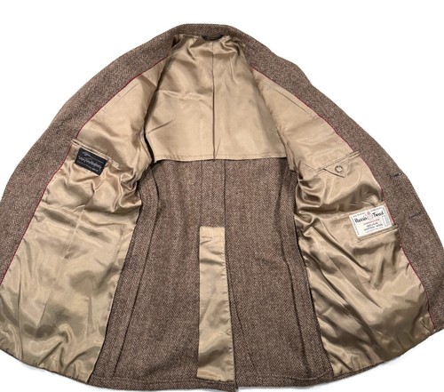 Giacca cappotto sportivo blazer tweed Harris uomo 38R marrone lana spina di pesce - Foto 5 di 18