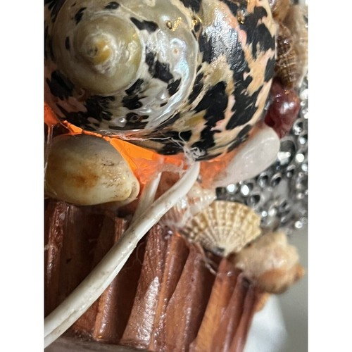 VTG Skull Table Lamp Light Ceramic Skeleton Jeweled & Shell Inlay Decoration - Picture 16 of 16