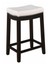 24 inch solid wood counter height barstool with white faux leather seat