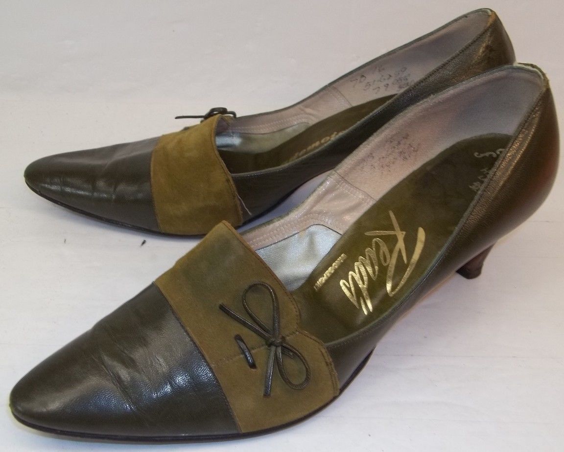 Vintage Mademoiselle Wo's US7B Green Leder Suede pumps schuhe Victorian Cosplay Vintage Mademoiselle Wo's US7B Green Leder Suede pumps schuhe Victorian Cosplay