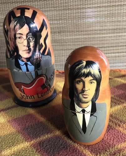 BEATLES MATRYOSHKA NESTING DOLL, 5 PIECES, 6 1/2", MINOR TLC, HAND PAINTED! - Picture 5 of 23