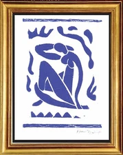 Henri Matisse Print "Blue Nude" Hand-Signed Limited Edition Linocut with COA 