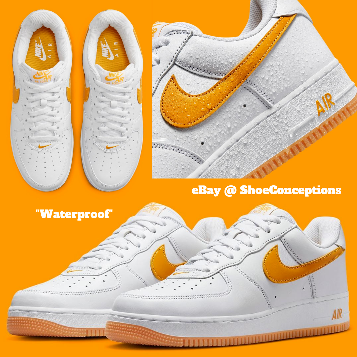Nike Air Force 1 Low Retro QS Shoes White University Gold Nike Air Force 1 Low Retro QS Shoes White University Gold
