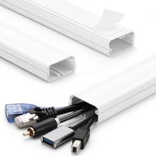 Hide Cord Cover Raceway Organizer Kit Wall Cable Concealer Wire Hider White New