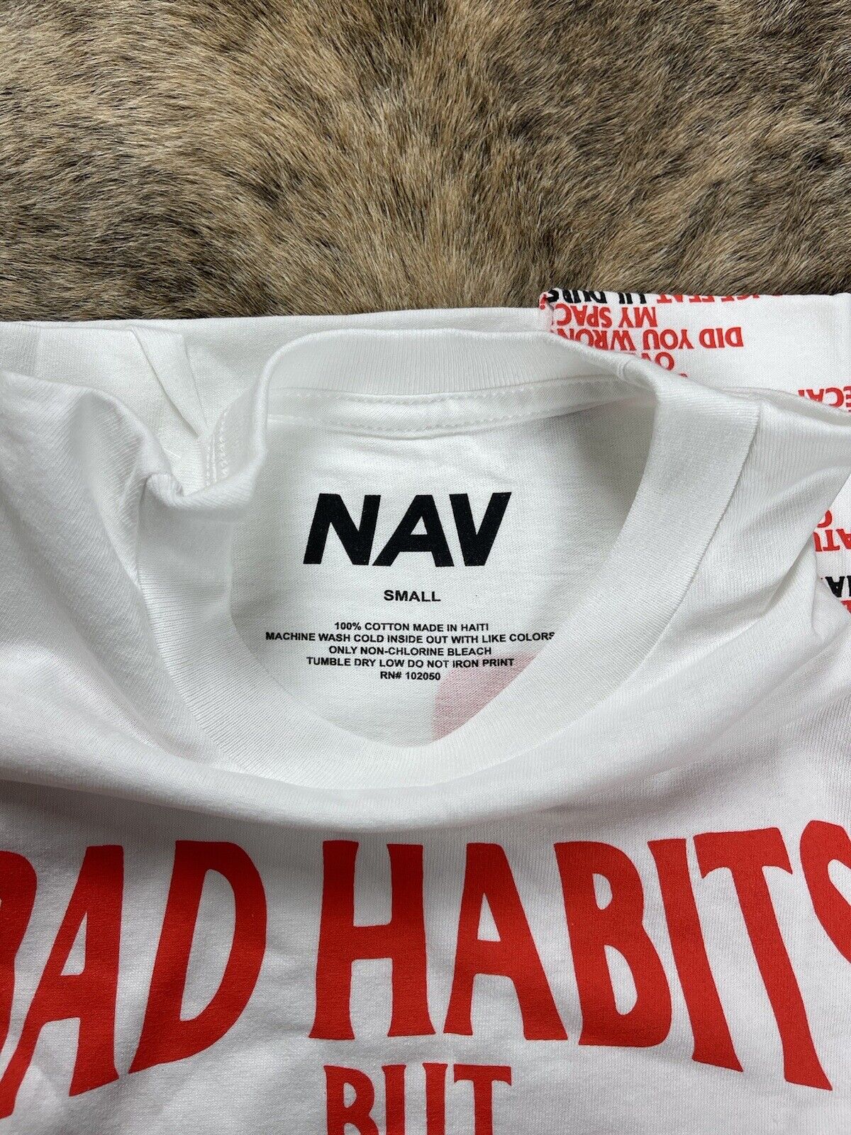 Vlone x NAV Bad Habits Good Intentions T-Shirt, White