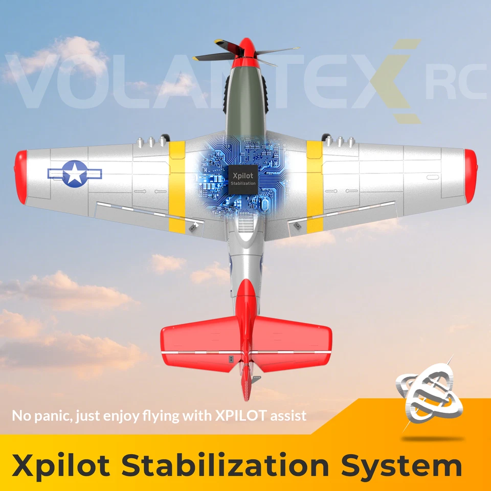 VOLANTEXRC 4 Channel P51D Mustang RC Plane Fighter for Adults and Beginners, RTF - Image 4 of 4