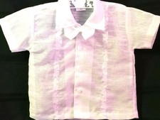 VTG Baby Boys White Dress Christening Shirt Little Blessings Bow Tie 9 Months
