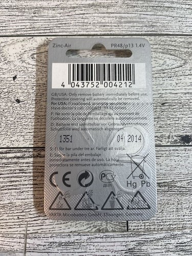 POWER ONE - HEARING - 34 BATTERIES STILL IN PACKAGES, 1 PKG OPEN - Picture 2 of 2