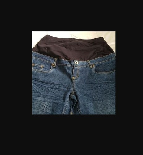 Oh mamma Maternity Size M Women's Indigo Blue Secret Fit Belly Capri Jeans NWT - Picture 2 of 6