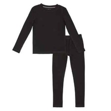 Boys Cuddl Duds Black Textured 2-piece Pajama Base Layer Set Size Medium 8-10