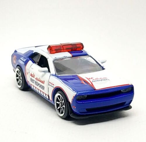 Majorette Dodge Challenger SRT Hellcat Blue Dubai Ambulance 1:66 *Logo Error* - Picture 2 of 9