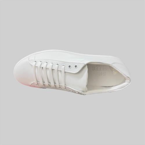 Sneakers Scarpe Uomo In Pelle Bianco Ghiaccio Fondo Gomma Made in Italy - Zdjęcie 3 z 4