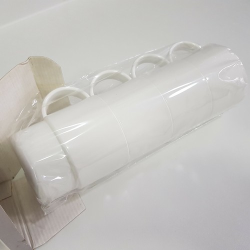 Vtg design Decor Alfresco Plastic Stackable Mugs (4) cups white modular rare NOS - Bild 6 von 12