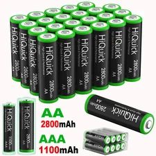HiQuick AA AAA 2800mAh 1100mAh NiMH Rechargeable Batteries 1.2V + Case Box Lot