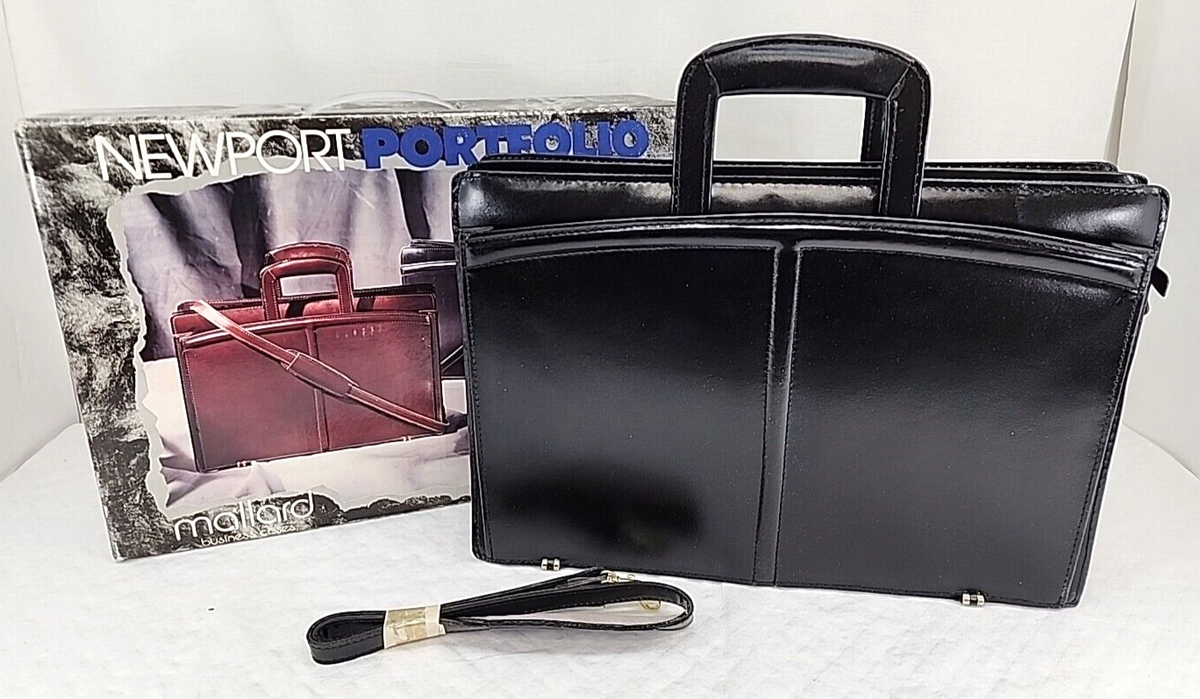 NEW Mallard Newport BLACK LEATHER PORTFOLIO Business Case