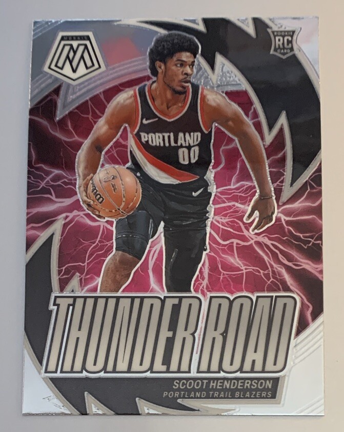 2023-24 Panini Mosaic Scoot Henderson #14 RC Rookie Thunder Road Insert Card.
