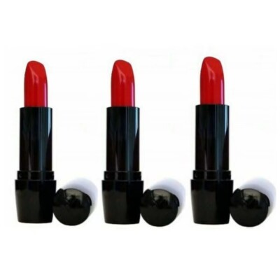 3 Pcs Lancome Color Design 181 Red Stiletto Cream Lipstick Full Size 0.14oz / 4g