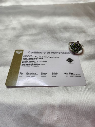 Chrome Tourmaline and White Topaz Sterling Silver Ring, size 7 - Picture 6 of 9