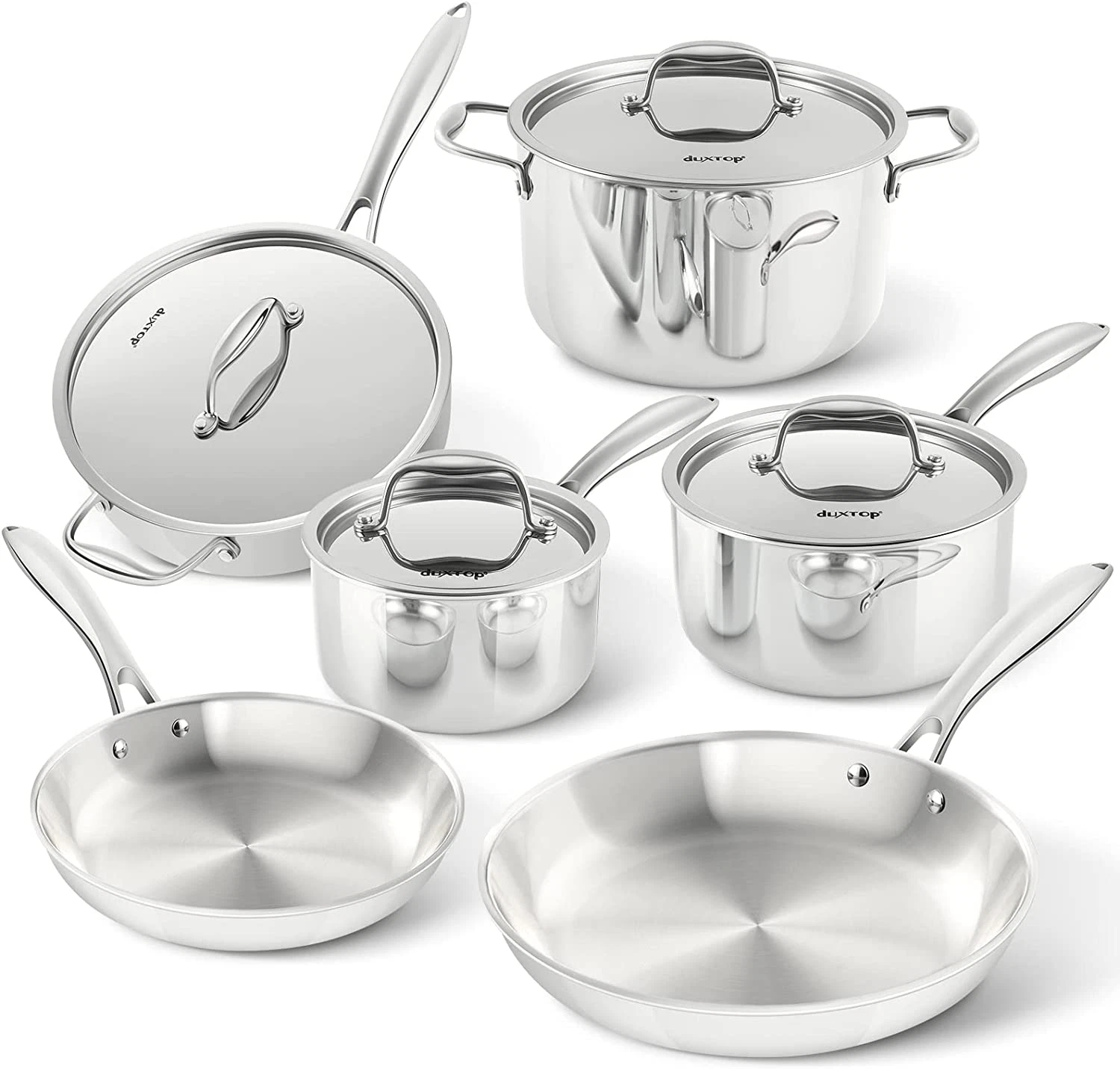 10PC Whole-Clad Tri-Ply Stainless Steel Induction Cookware Set